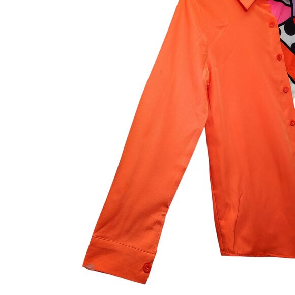 Women Floral Patchwork Print Shirt Long Sleeve Button Down Casual Blouse X-Small - Picture 3 of 9